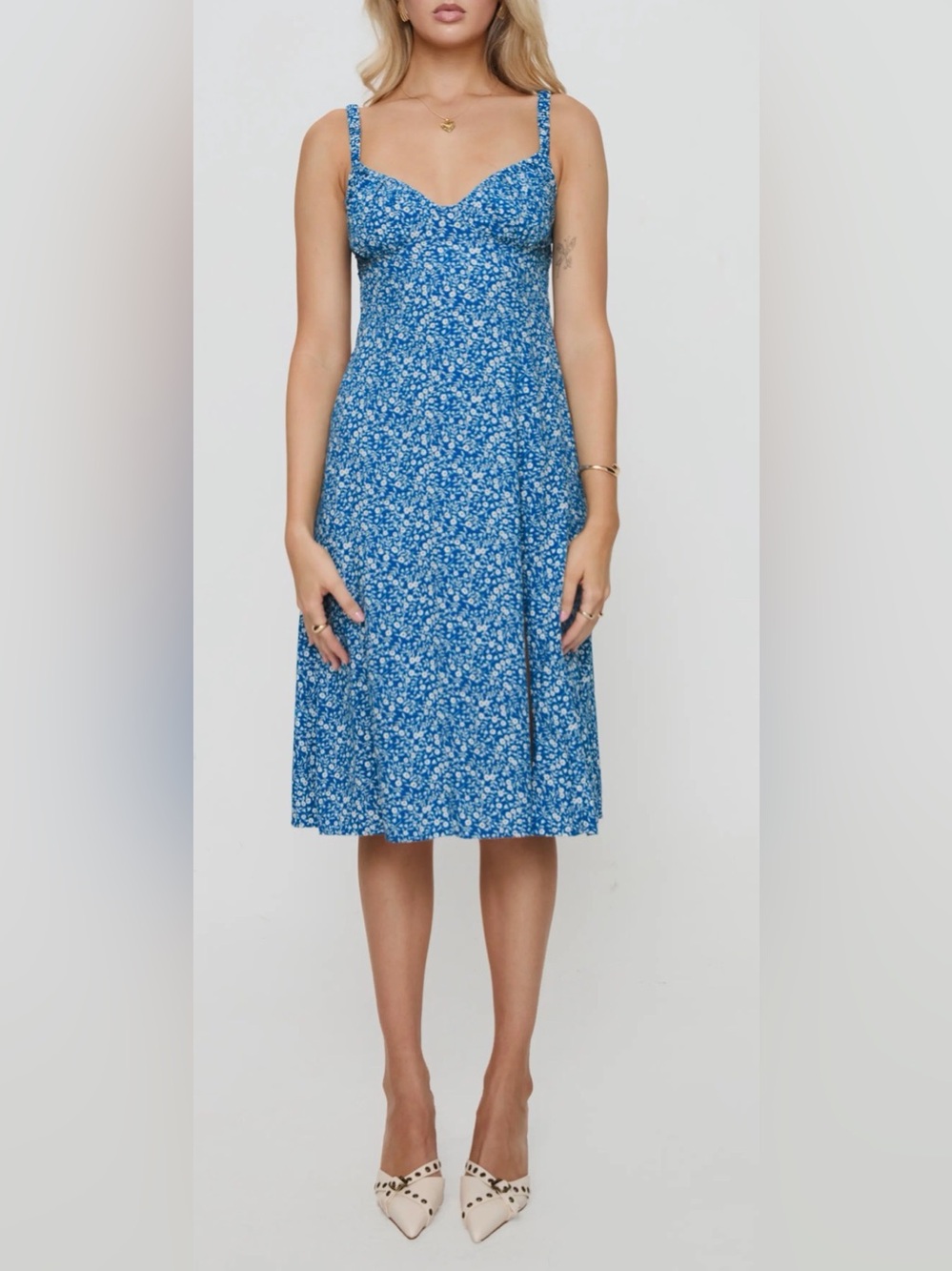 Princess Polly Size 2 Georgia Floral Print Open Back Midi Dress